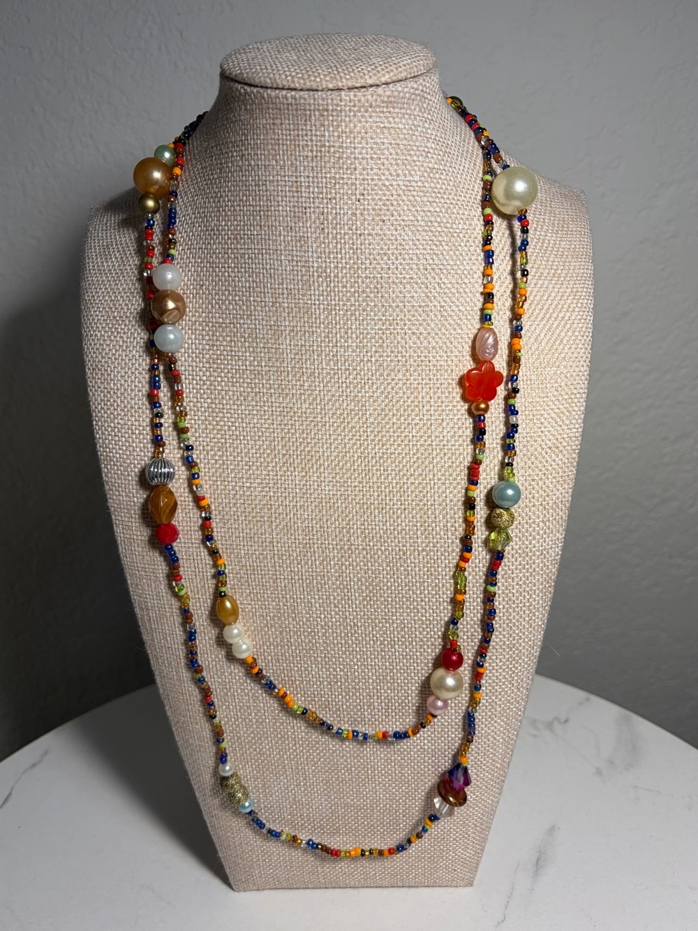 Vintage Multicolor Beaded Layering Necklace